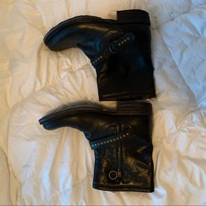Fiorentini + Baker black leather ankle biker boots